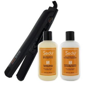 Sedu Revolution 1” Styling Iron + Shampoo & Conditioner