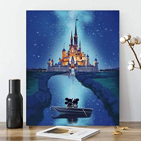 Karyees 16x20In Castle Paint by Numbers Kits Castle DIY Painting by Numbers Castle DIY Canvas Painting by Numbers Acrylic Painting Kits Paint by Numbers for Adult and Kids Castle Painting Picture