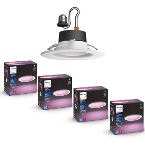 Philips Hue White & Color Ambiance Smart Ceiling Lighting 4-pack, Bluetooth & Zigbee Compatible