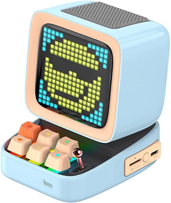 Ditoo Retro Pixel Art Game Bluetooth Speaker with 16X16 LED App Controlled Front Screen (Blue) …