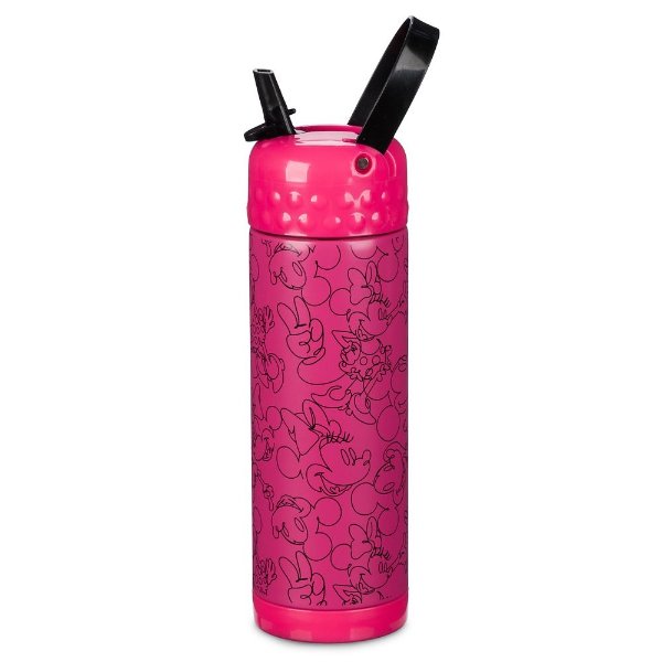 Mickey and Minnie Mouse Stainless Steel Water Bottle with Built-In Straw | shopDisney