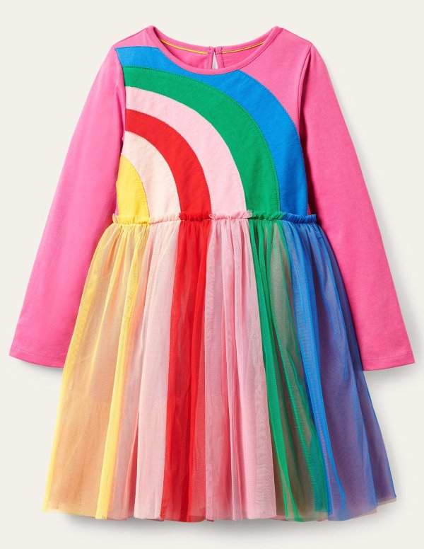 Rainbow Tulle Dress - Tickled Pink Rainbow | Boden US