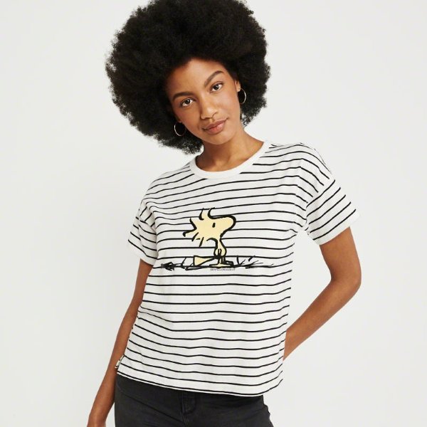 Womens Short-Sleeve Snoopy Tee | Womens Tops, Dresses & Sweatpants Sale | Abercrombie.com