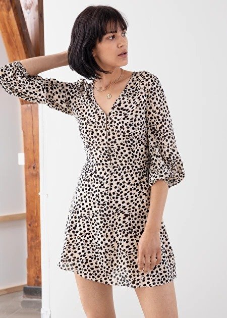 Leopard Lyocell Blend Mini Dress