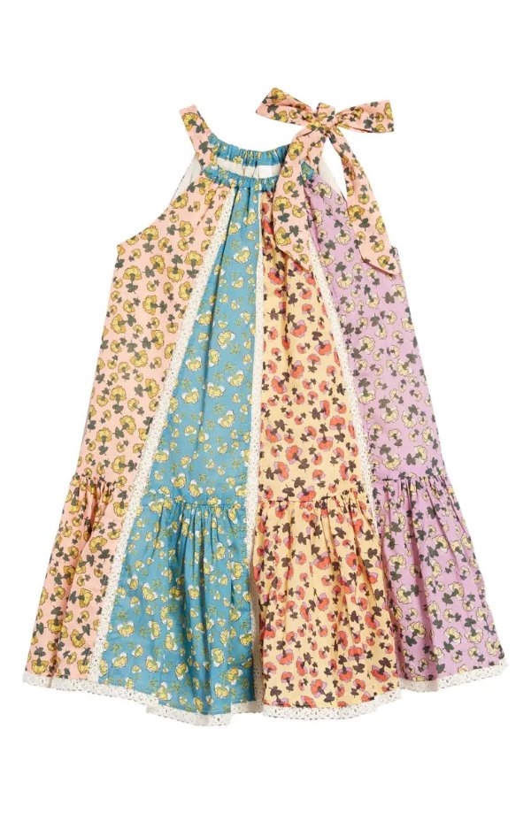 Kids' Tiggy Colorblock Cotton Halter Dress
