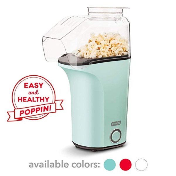 Dash DAPP150V2AQ04 Hot Air Popcorn Popper Maker with Measuring Cup to Portion Popping Corn Kernels + Melt Butter, 16, Aqua