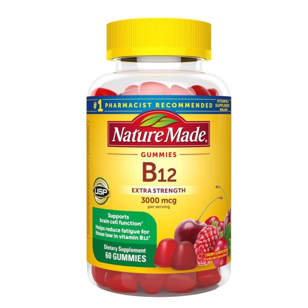 Extra Strength Vitamin B12 Gummies, 3000 mcg per serving, B12 Vitamin Supplement for Energy Metabolism Support, 60 Gummy Vitamins, 30 Day Supply