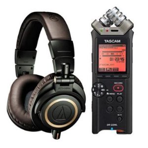Audio-Technica ATH-M50xDG Pro Studio Monitor Headphone Dk Green W/Tascam DR-22WL