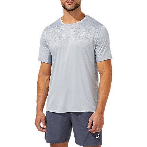 Men's SHORT SLEEVE PR LYTE TOP | Piedmont Grey/Lime | Short Sleeve Shirts | ASICS