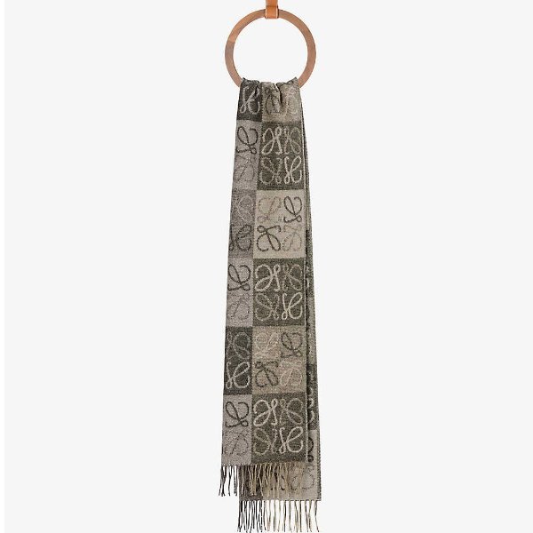 Anagram logo-print wool and cashmere-blend scarf
