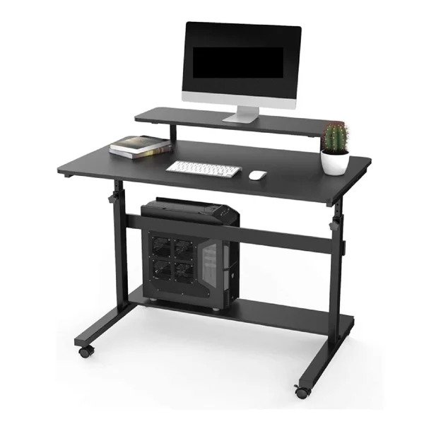 41" Height Adjustable Standing Desk Mobile Desk With Detachable Hutch41" Height Adjustable Standing Desk Mobile Desk With Detachable Hutch