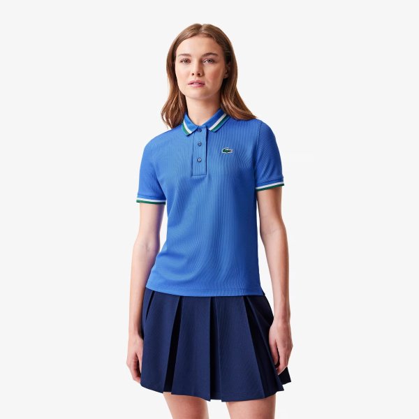Women's Pique Sport Polo with Contrast Striped Collar