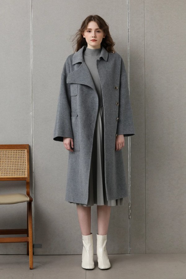 | Gaella Grey Asymmetric Wool Coat
