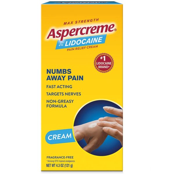 Aspercreme with Lidocaine Maximum Strength Pain Relief Cream, 4.3 Oz