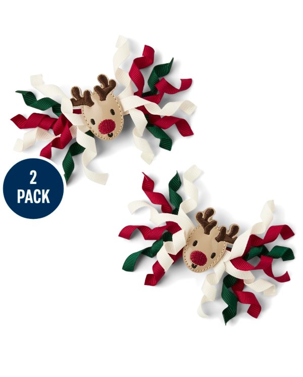 Gymboree Gymboree Girls Reindeer Curly Hair Clips 2-Pack - Christmas Cabin  - multi clr 9.95