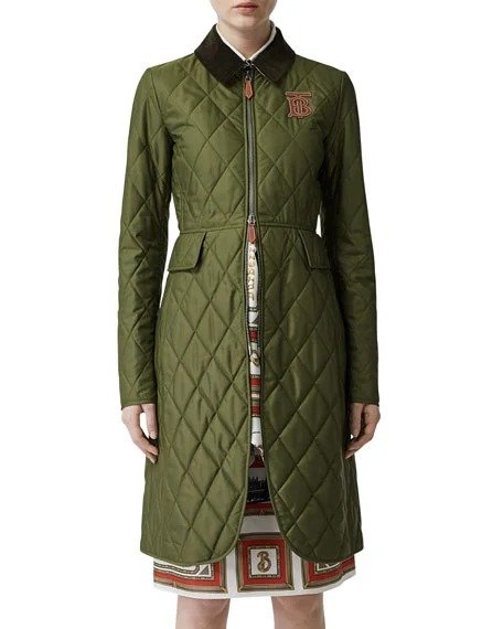 Midi-Length Equestrian Quilted Coat