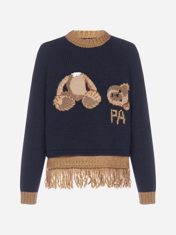 Bear fringed wool-blend sweater