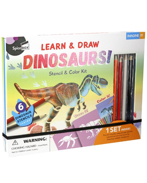 Imagine It! Dinosaur Book & Stencil Set