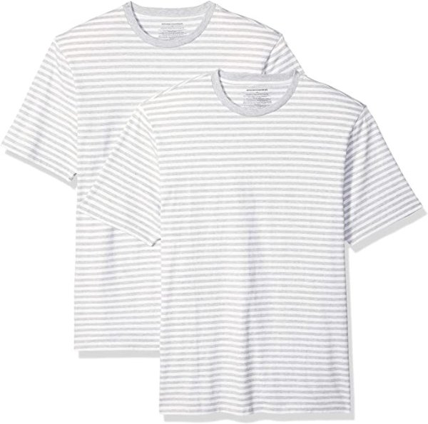 Amazon Essentials Men's Regular-Fit Short-Sleeve Stripe Crewneck T-Shirts