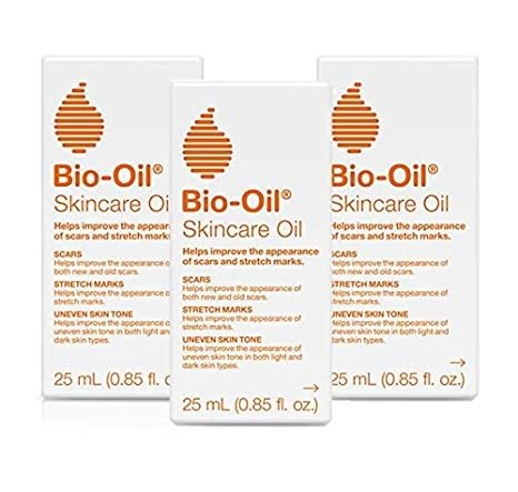 Skincare Oil, Body Oil for Scars and Stretch Marks, Hydrates Skin, Non-Greasy, Dermatologist Recommended, Non-Comedogenic, Travel Size, 0.85 Ounces, Pack of 3, For All Skin Types, Vitamin A, E