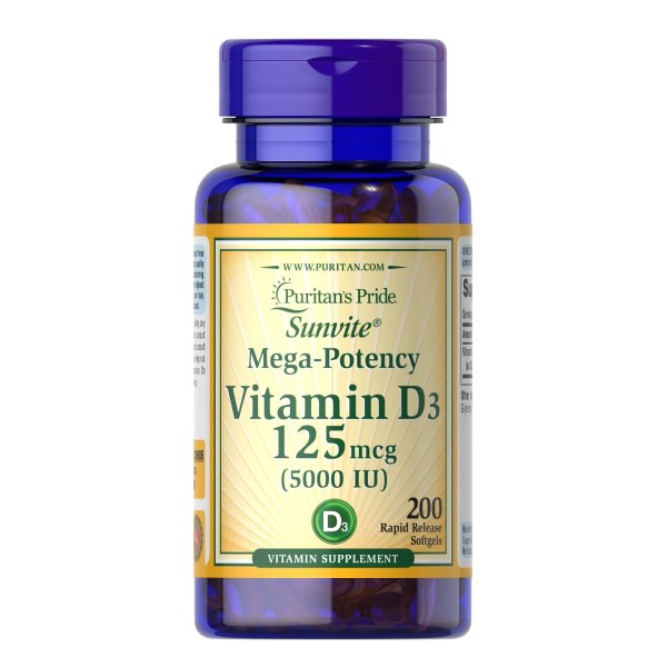 Vitamin D3 125 mcg (Vitamin D3 5000 IU) 200 Softgels | Puritan's Pride