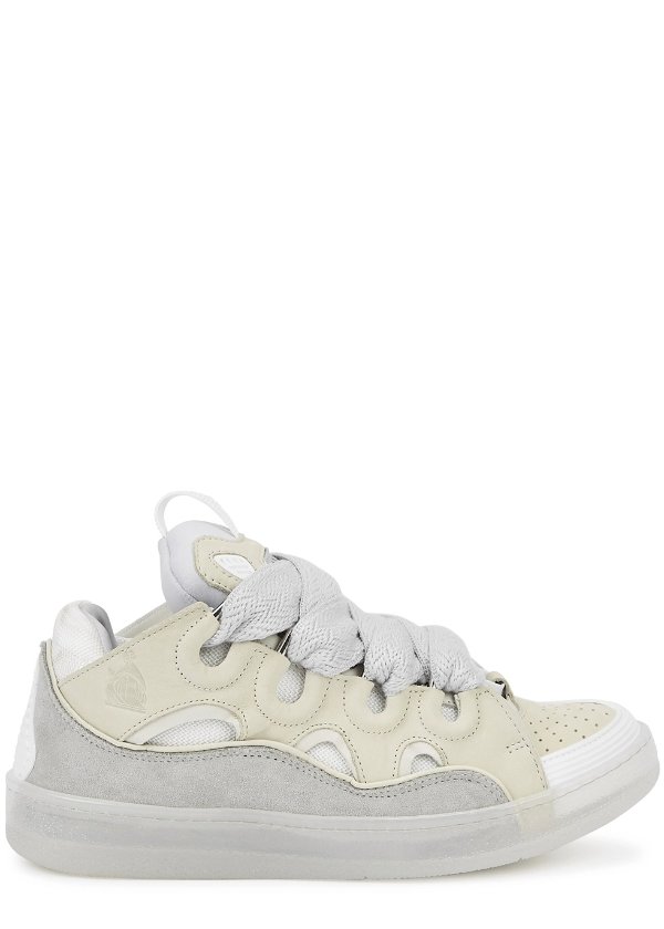 Curb white panelled mesh sneakers