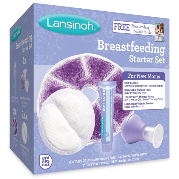 Breastfeeding Starter Set, Contains: 24 disposable Nursing Pads, 1 LatchAssist® Nipple Everter, 2 TheraPearl® Packs, 1 HPA® Lanolin Tube 0.25 oz.