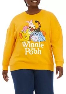 Plus Size Long Sleeve Fleece Pooh Sweatshirt