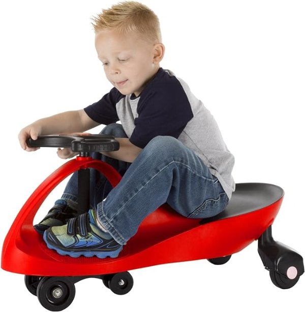 Wiggle Car Ride On Toy – No Batteries, Gears or Pedals – Twist, Swivel, Go – Outdoor Ride Ons for Kids 3 Years and Up by Lil’ Rider, Red and Black.
