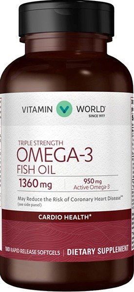 三倍强效鱼油Omega-3 Fish Oil 1360 mg 180粒