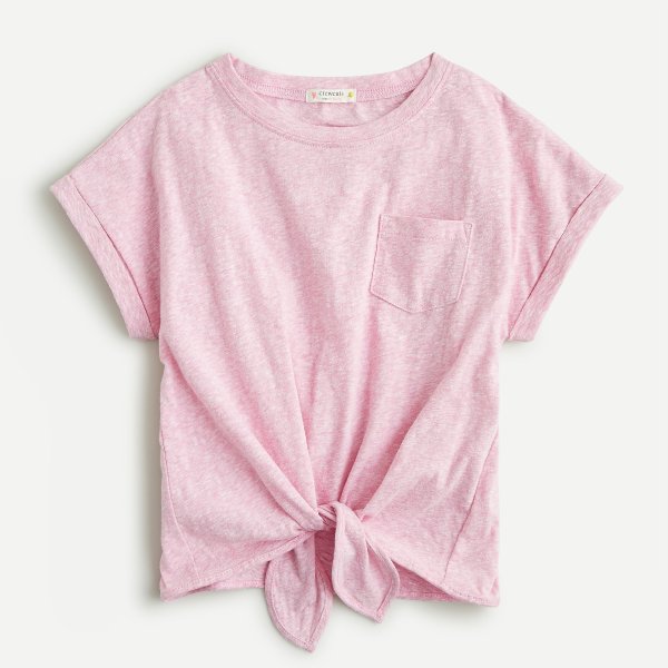 Girls' printed tie-front T-shirt