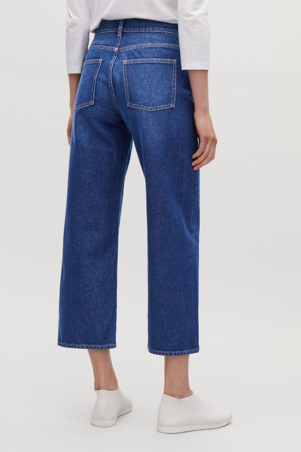 STRAIGHT CROPPED JEANS - Navy - Jeans - COS