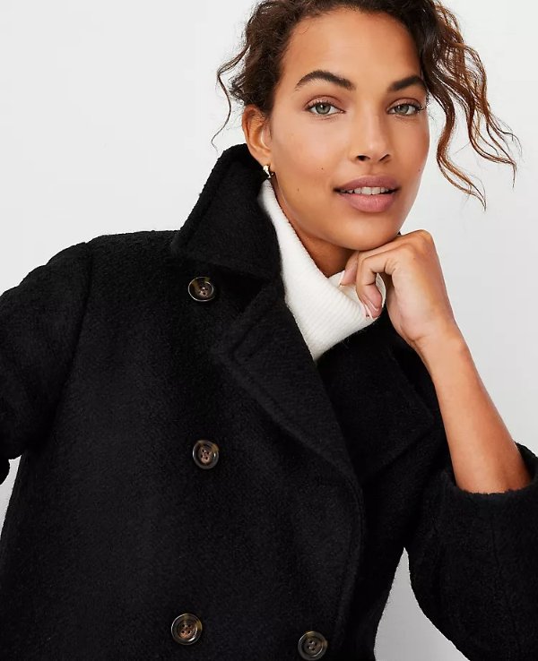 Textured Double Breasted Coat | Ann Taylor