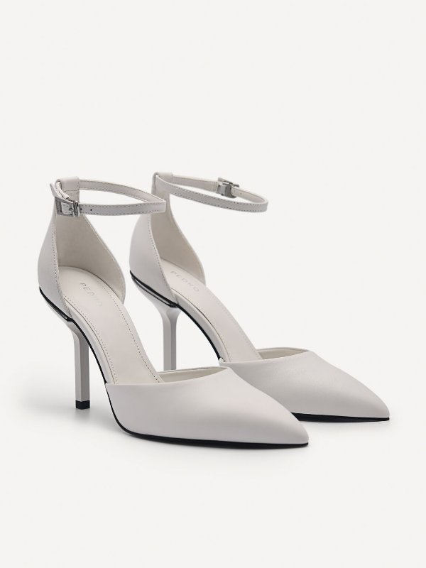 Serena Leather Heel Pumps - White