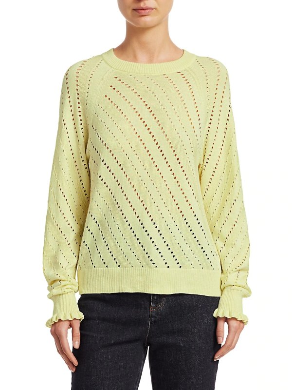 Lacey Long-Sleeve Wool-Blend Knit Sweater