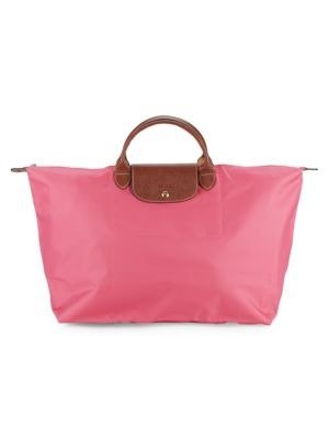 Leather-Trimmed Nylon Tote