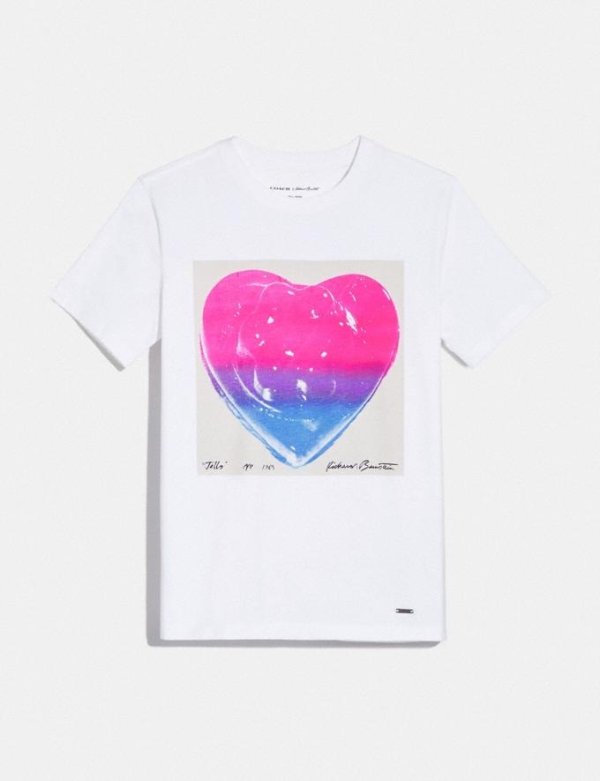 X Richard Bernstein Pink and Blue Jello Heart T-Shirt