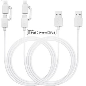PeleusTech 3ft 2-in-1 [ 2 Pack ] Lightning Micro USB Cable