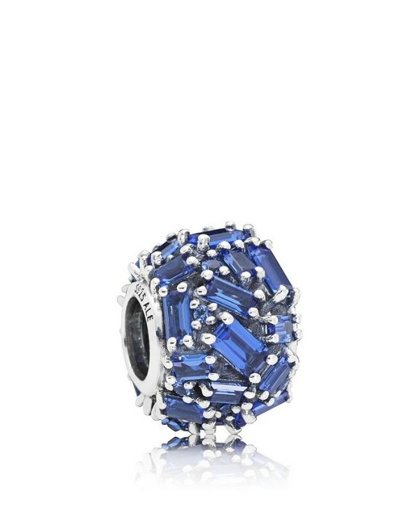 Sterling Silver & Cubic Zirconia Chiseled Elegance Blue Charm