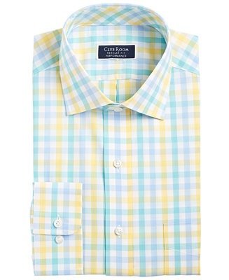 Men's Slim-Fit Gingham Check Performance Dress Shirt, Created for Macy's