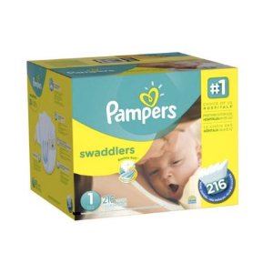 Pampers Swaddlers Diapers Size 1 Economy Pack Plus, 216 Count
