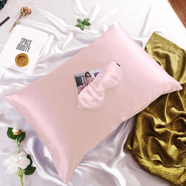 High end 19 Momme | Silk Pillowcase w Eye Mask Travel Gift Set | 10 Colors