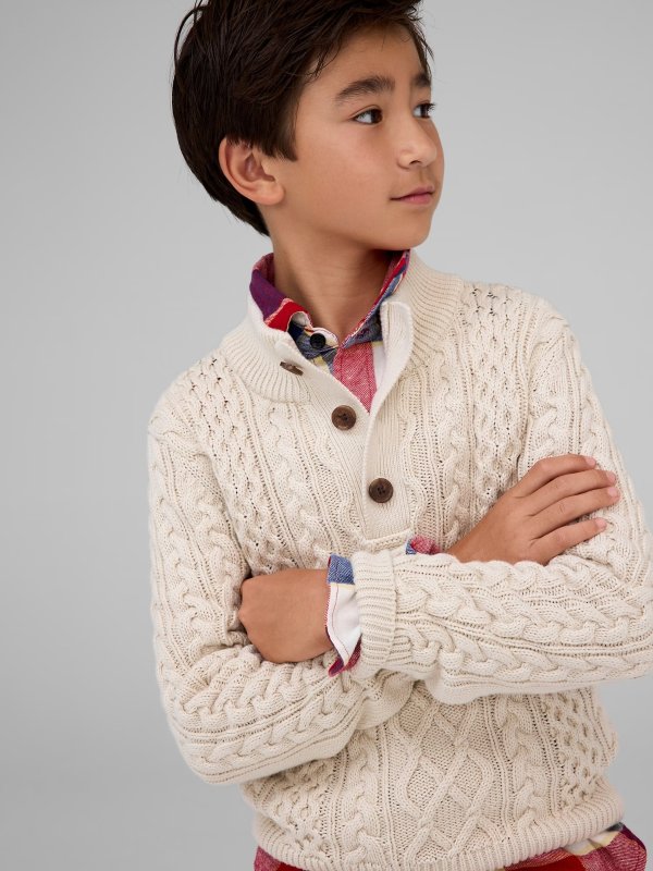 Kids Cable-Knit Mockneck Sweater