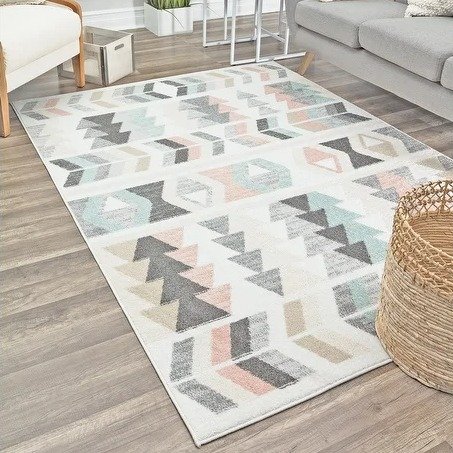 Mika Modern & Contemporary Geometric Area Rug by Rugs America - 5'0"x7'6" - Mint Lime