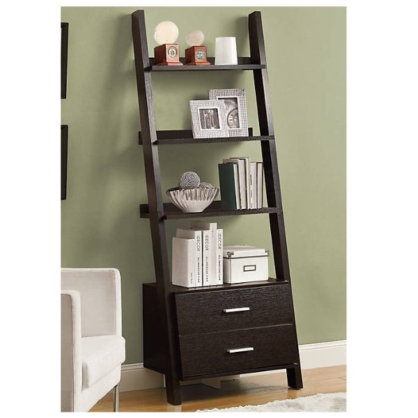 Monarch Specialties Inc. Bookcase Ladder with Storage