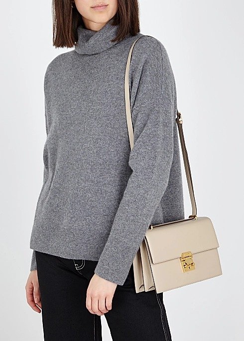 Downtown stone leather shoulder bag