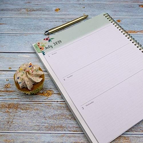 2019-2020 Academic Year Weekly & Monthly Planner, Flexible Cover, Twin-Wire Binding, 8.5" x 11", Laurel
