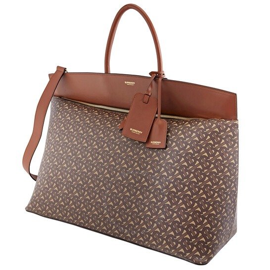 Bridle Brown Ladies Extra Large Monogram E-canvas Society Top Handle Bag