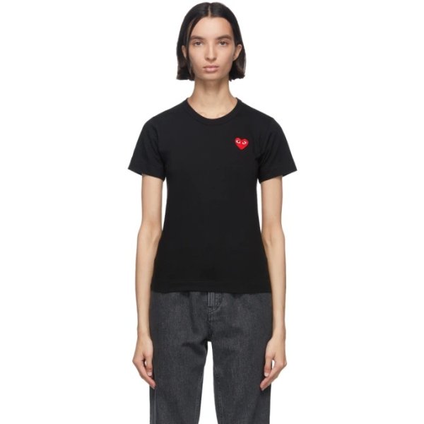 Black & Red Heart Patch T-Shirt