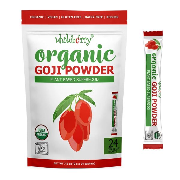 Wholeberry Organic Goji Powder 24 tinny bags (8oz)